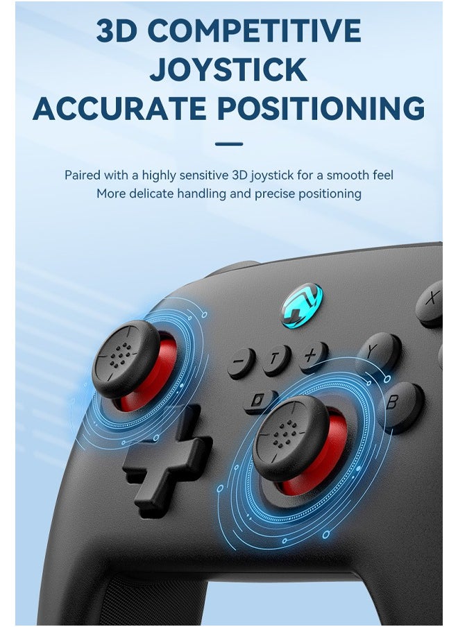 IINE - S11 Switch Wireless Bluetooth Game Controller with Wake-up Vibration, Six-axis Somatosensory Burst, Compatible with Switch/PC/ios/Android White - Image 1