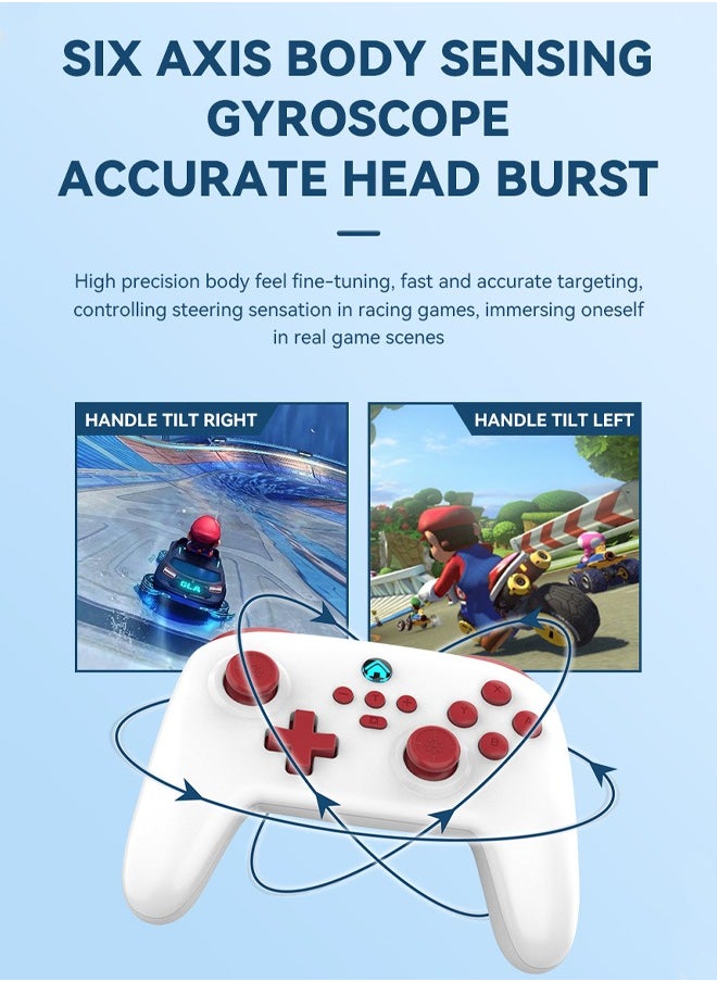 IINE - S11 Switch Wireless Bluetooth Game Controller with Wake-up Vibration, Six-axis Somatosensory Burst, Compatible with Switch/PC/ios/Android White - Image 1
