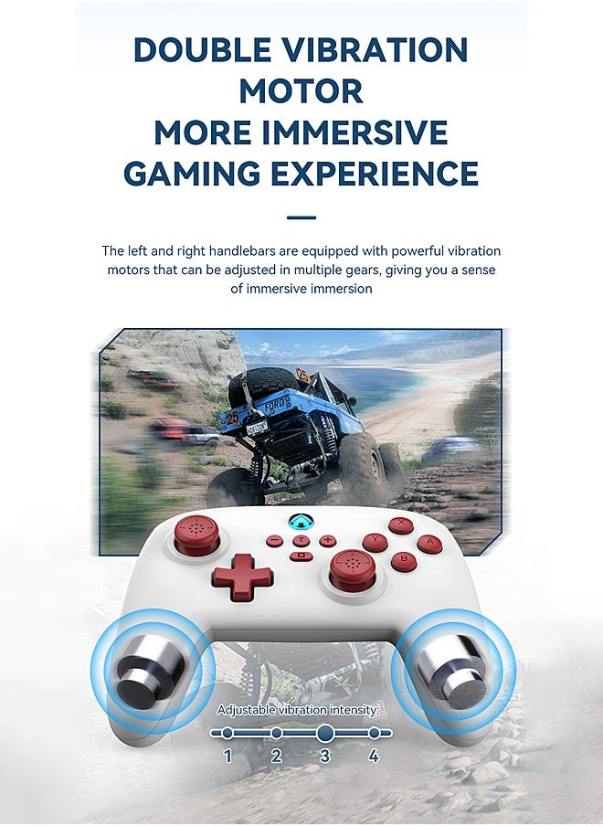 IINE - S11 Switch Wireless Bluetooth Game Controller with Wake-up Vibration, Six-axis Somatosensory Burst, Compatible with Switch/PC/ios/Android White - Image 1