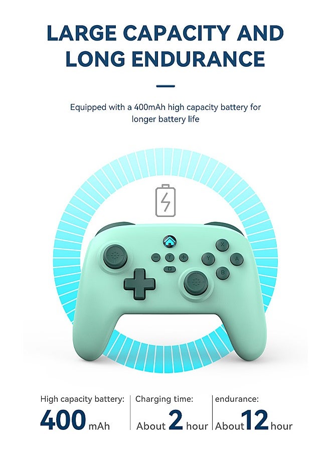 IINE - S11 Switch Wireless Bluetooth Game Controller with Wake-up Vibration, Six-axis Somatosensory Burst, Compatible with Switch/PC/ios/Android White - Image 1