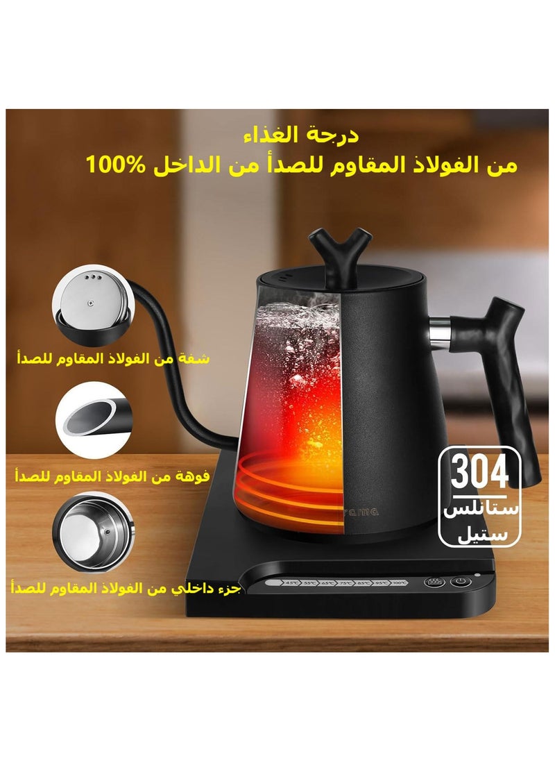 KADRAMA Gooseneck Electric Kettle 1 L, Ultra Fast Boiling Hot Water Kettle, Stainless Steel for Pour-over Coffee & Tea, 1000W Rapid Heating, Leak-Proof Design, Auto Shutoff Anti-dry Protection, Matte Black  - Image 3