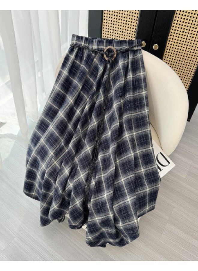 XINYANG Brushed Plaid Irregular Skirt For Women, 2025 Autumn Design Mid-Length Flared A-Line Skirt - Image 1