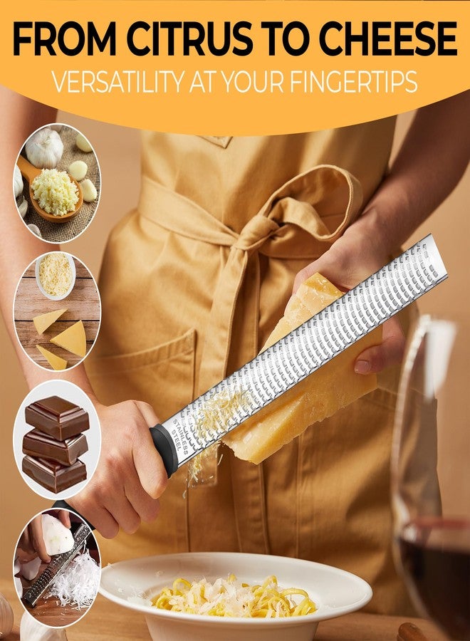 Orblue Lemon Zester & Cheese Grater - Premium Citrus Zester, Kitchen Grater for Parmesan, Chocolate, Fruits, Vegetables, Ginger, Garlic, Nutmeg - Stainless Steel Blades with Protective Cover, Black - Image 5