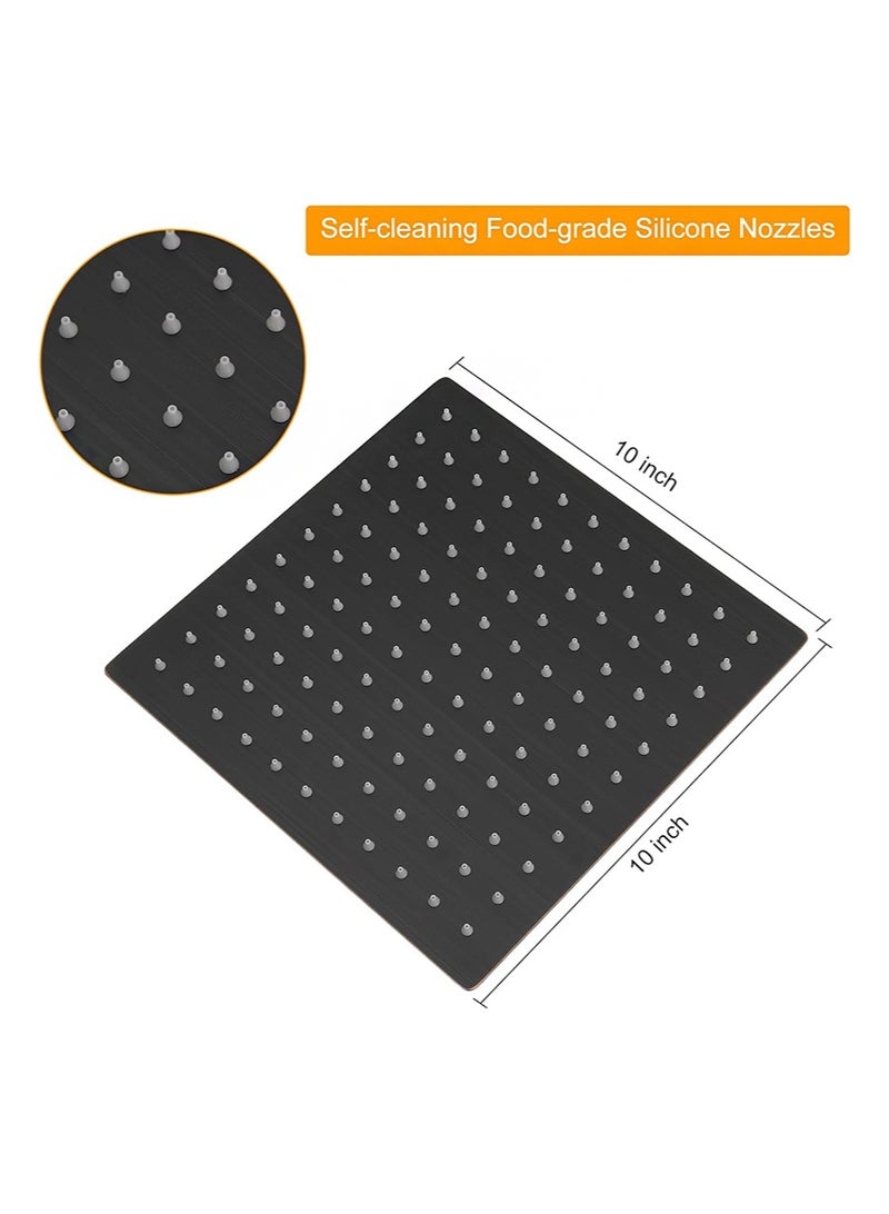 هالونهي رأس دش مطري مقاس 10 بوصات، رأس دش مطري مربع رفيع للغاية من الفولاذ المقاوم للصدأ مع فوهة سهلة التنظيف (أسود) - Image 3