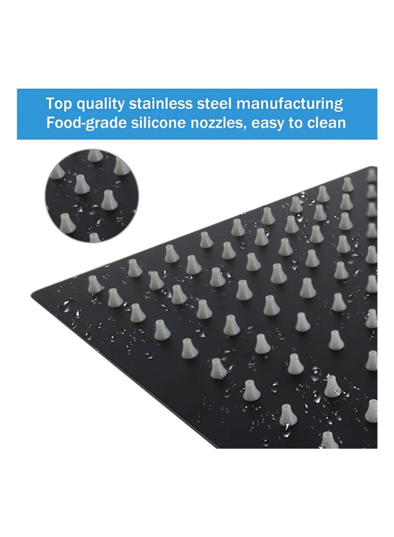 هالونهي رأس دش مطري مقاس 10 بوصات، رأس دش مطري مربع رفيع للغاية من الفولاذ المقاوم للصدأ مع فوهة سهلة التنظيف (أسود) - Image 2