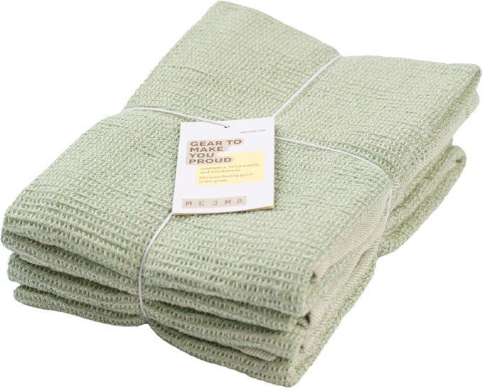KITCHEN TOWELS AND DISHCLOTHS SETS OF 4 LARGE 20 X 28 INCH UPCYCLED COTTON TEA TOWELS FOR KITCHEN SUPER ABSORBENT SAGE GREEN HAND TOWELS