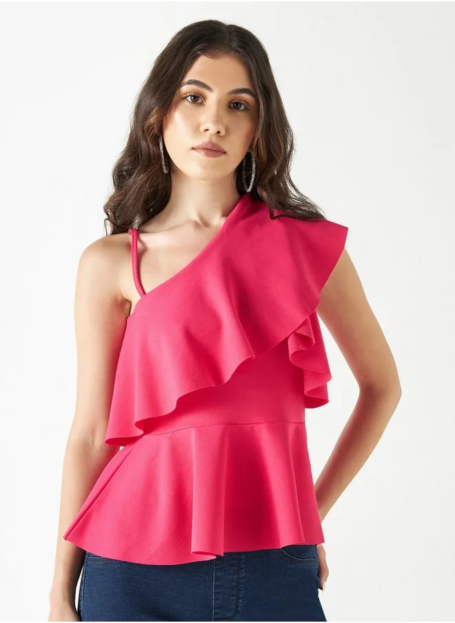 FAV Ruffled One-Shoulder Peplum Top