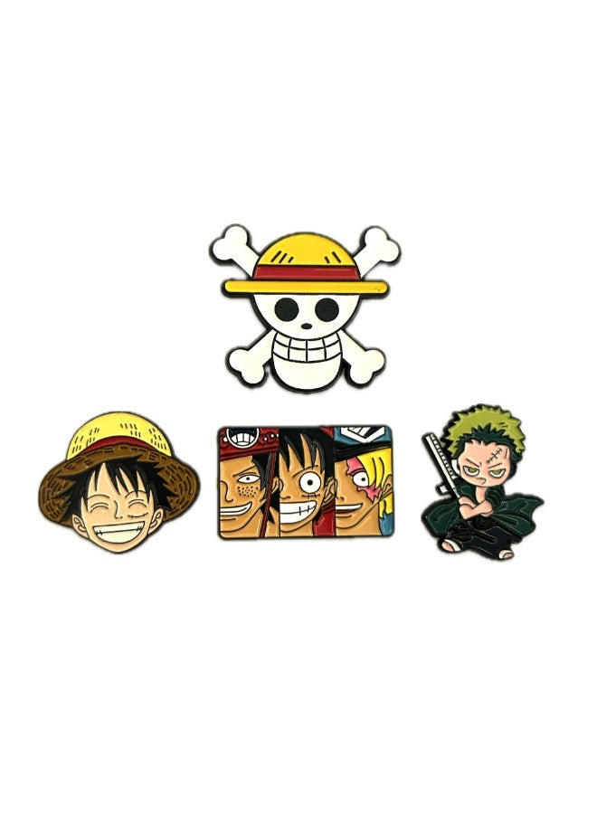 وان بيس 4 قطع من ملصقات معدنية - ملصقات وان بيس - معدن عالي الجودة للهواتف المحمولة وأجهزة الكمبيوتر المحمولة وحقائب الظهر والمزيد - Image 1