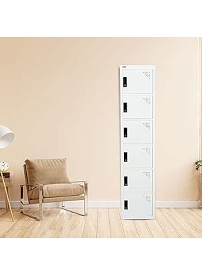 خزانة فولاذية 6 أبواب بيضاء 180x38x45 سم