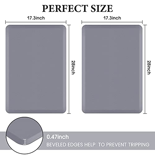 HappyTrends 2 PCS Kitchen Mat Cushioned Anti-Fatigue Floor Mat, Heavy Duty Ergonomic Comfort Foam Standing Mat, Waterproof Non-Slip Kitchen Rugs for Home, Office, Laundry,Grey - Image 2