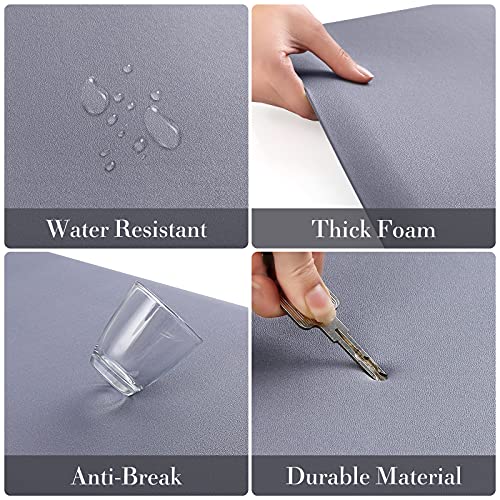 HappyTrends 2 PCS Kitchen Mat Cushioned Anti-Fatigue Floor Mat, Heavy Duty Ergonomic Comfort Foam Standing Mat, Waterproof Non-Slip Kitchen Rugs for Home, Office, Laundry,Grey - Image 4