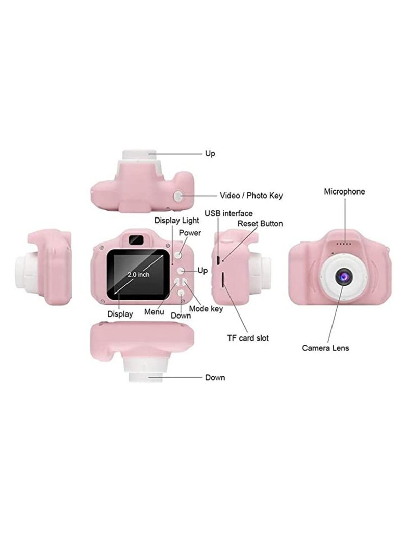 Yuwell Kids Camera Gifts For 4-8 Year Old Kids Shockproof Camera Mini Child Camcorder For Little Kid With Soft Silicone Shell For Outdoor Play Pink - Image 3