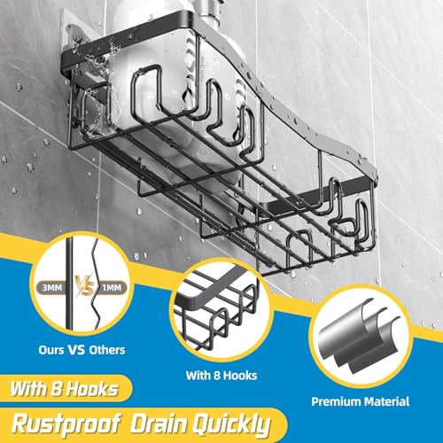 Boniry Bathroom Shelf for Wall– Adhesive Corner Shelf with Soap Dish & Toothbrush Holder- Self Adhesive Bathroom Organiser Without Drill, Bathroom Accessories Stand - Image 4