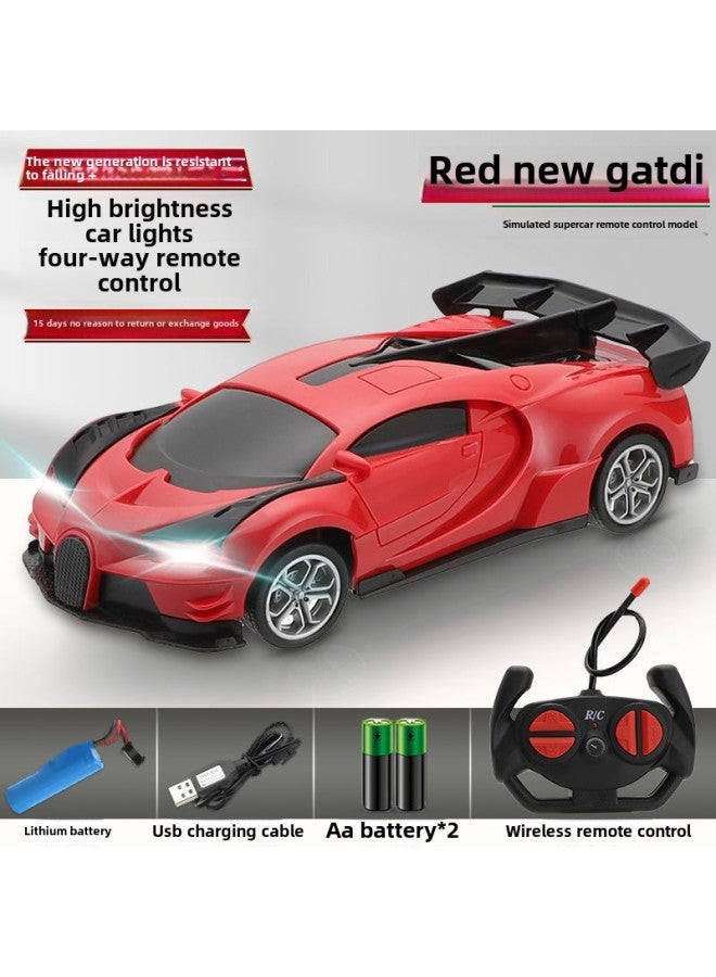 Children's Remote Control Car Rechargeable Fall-resistant Drift Racing Model Electric Car Baby Sports Car Toy Car Boy-Color:Gatred [with Car Lights-Scale:Rechargeable Version [three Sets Of Lithium Batteries + Charging Cable - Image 1