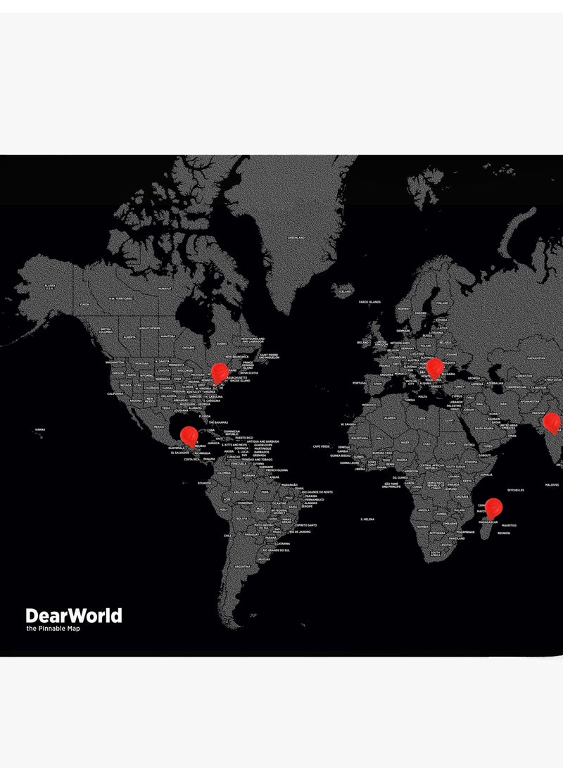 DEARWORLD MAPS with country names mini black