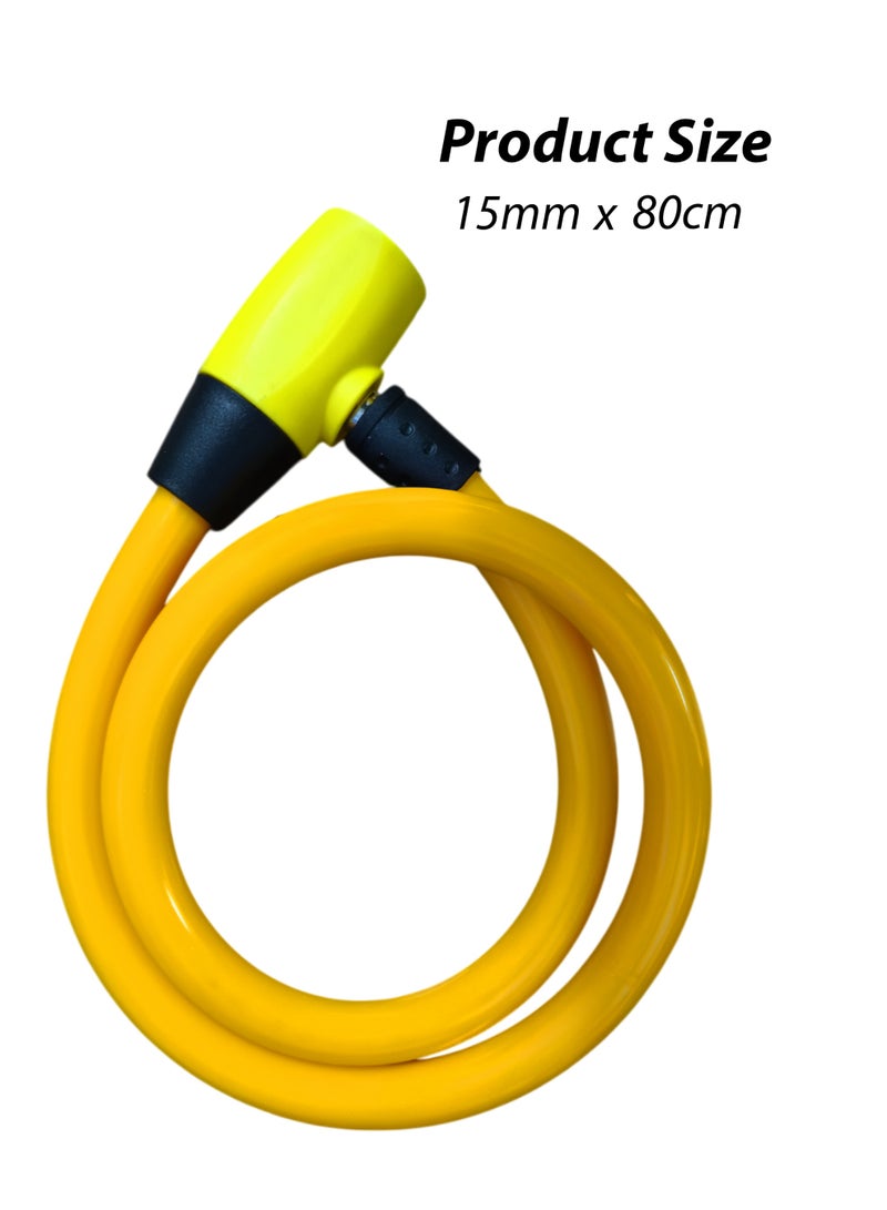 Toshionics قفل دراجة ثقيل 80 سم كابل مضاد للسرقة لقفل الدراجة للسكوتر والدراجة وعربة الأطفال والدراجة الكهربائية والدراجة النارية والبوابة والاستخدام الخارجي مع مشبك قفل سبائك مع سلك فولاذي مطلي بـ HDPE (T114631) - Image 5