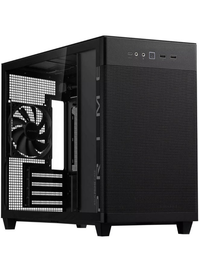 Prime AP201 Tempered Glass mATX Small Tower PC Case, Mesh Black Edition, Removable Dust Filter, Support for 280 & 360mm Radiators, Up to 4 Fans, Standard ATX PSU's, 90DC00G0-B39010 Black
