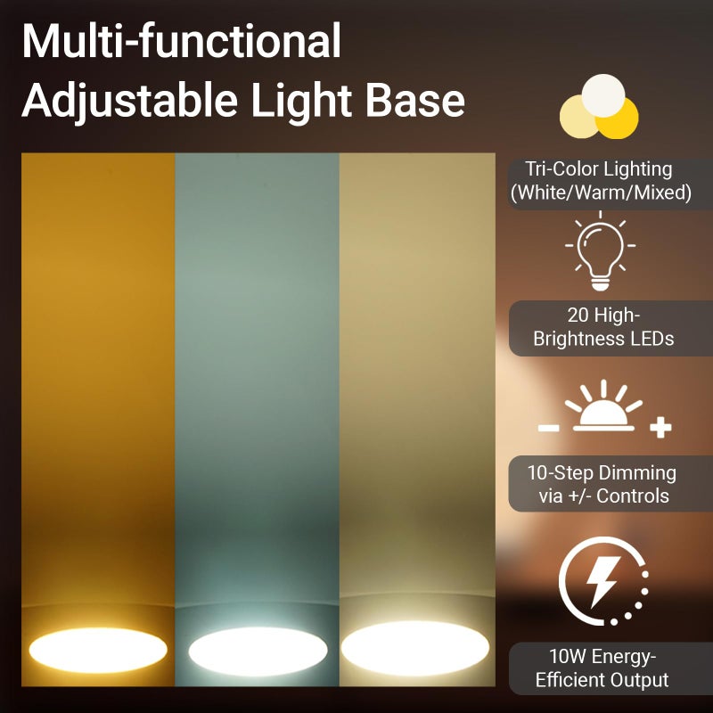 FuoiCorn Wood LED Light Base - Crystal Display Base for Glass Art/Acrylic, 3 Light Modes with 10-Level Dimming & Auto Timer (Yellow, 4.7inch) - Image 4