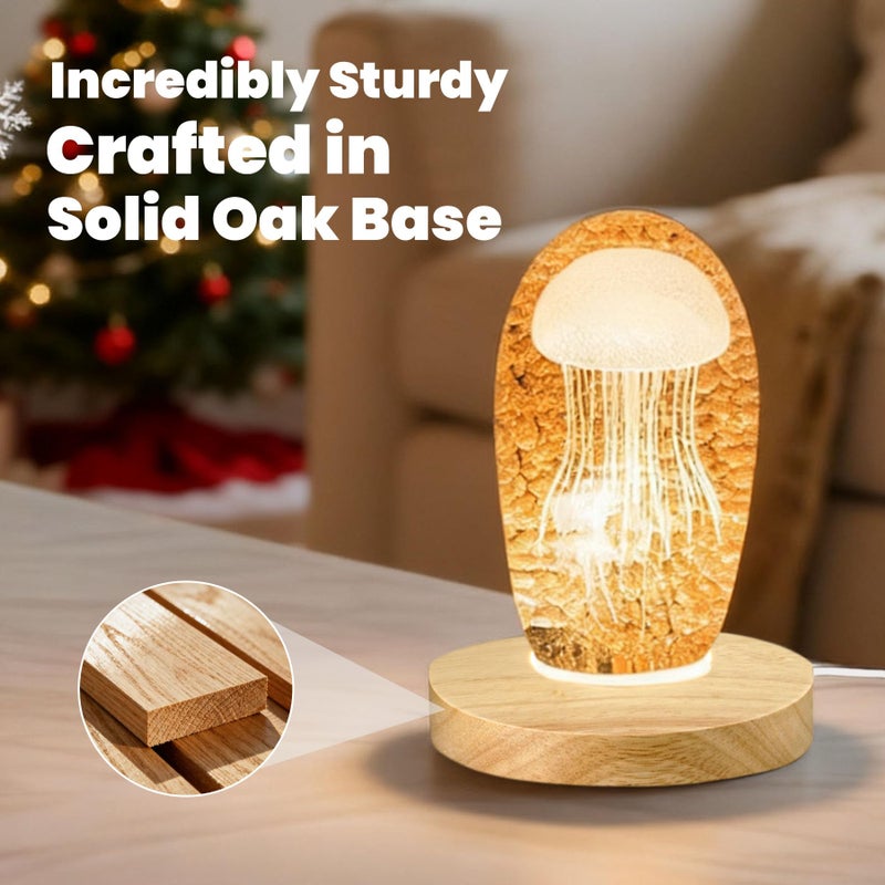 FuoiCorn Wood LED Light Base - Crystal Display Base for Glass Art/Acrylic, 3 Light Modes with 10-Level Dimming & Auto Timer (Yellow, 4.7inch) - Image 5