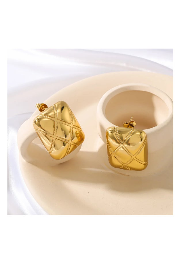 ذا بلاك بيرل اكسسوريز حلق أستانليس ستيل ذهبي - Image 3