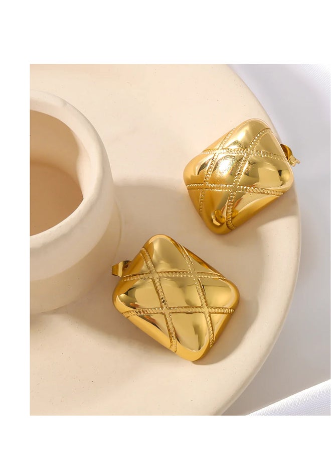 ذا بلاك بيرل اكسسوريز حلق أستانليس ستيل ذهبي - Image 4