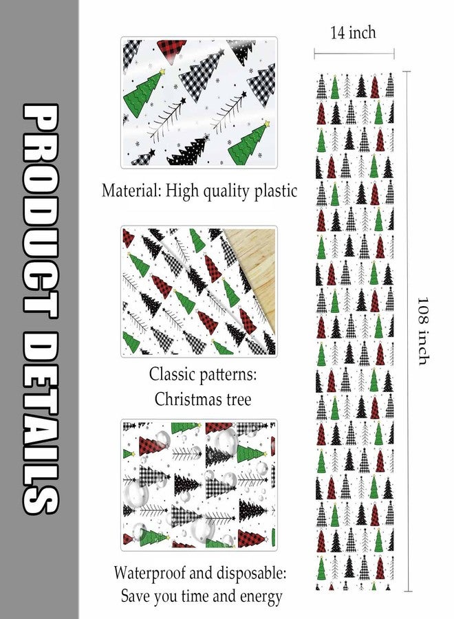 MUNILAIL 6 PCS Christmas Table Runner Plastic 14 x 108 Gingham Tree Table Runner for Christmas Winter Holiday Kitchen Dining Tabletop Centerpiece Decorations Disposable Xmas Runners - Image 3