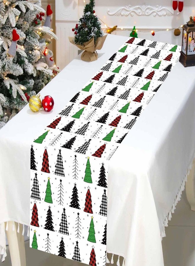 MUNILAIL 6 PCS Christmas Table Runner Plastic 14 x 108 Gingham Tree Table Runner for Christmas Winter Holiday Kitchen Dining Tabletop Centerpiece Decorations Disposable Xmas Runners - Image 4