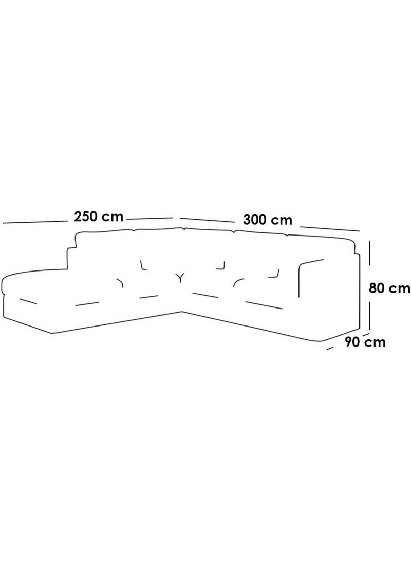Mardod Saudi L-shaped corner sofa made of Swedish wood with linen fabric, Size 300/250 x 90 x 80 cm - Dark Gray - ELEGSOF22 - Image 4