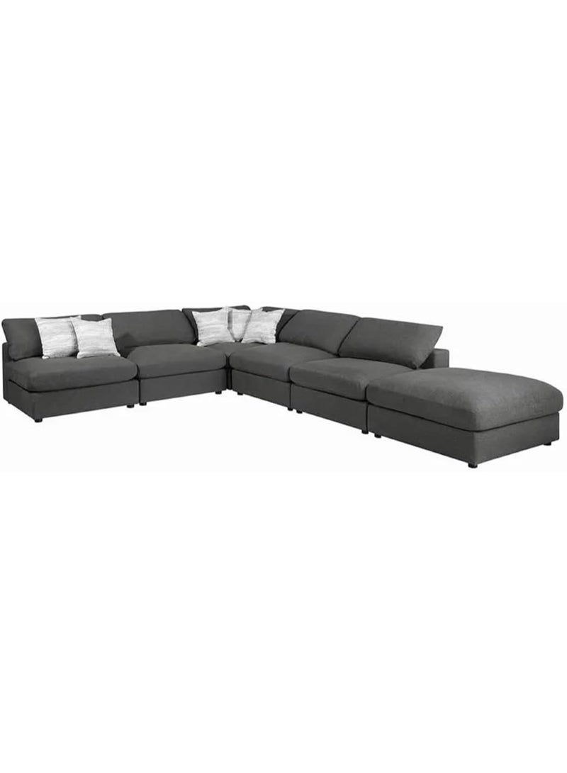 Mardod Saudi L-shaped corner sofa made of Swedish wood with linen fabric, Size 300/250 x 90 x 80 cm - Dark Gray - ELEGSOF22 - Image 3