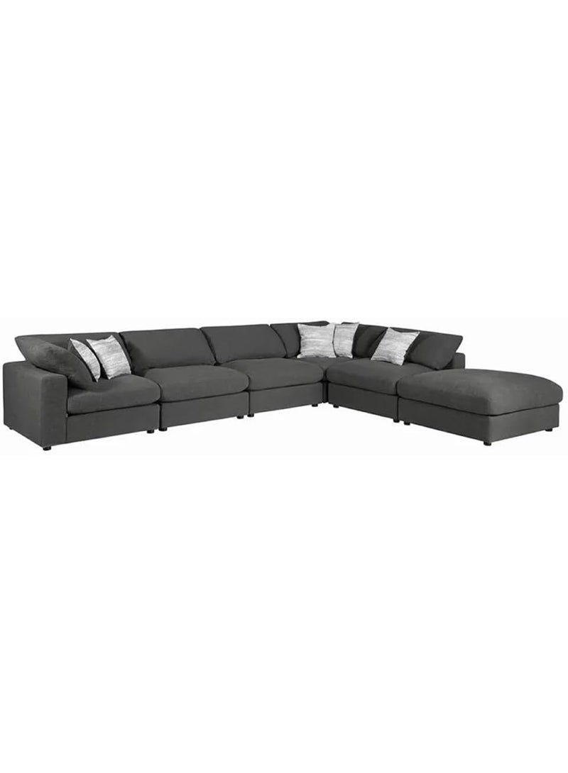 Mardod Saudi L-shaped corner sofa made of Swedish wood with linen fabric, Size 300/250 x 90 x 80 cm - Dark Gray - ELEGSOF22 - Image 2