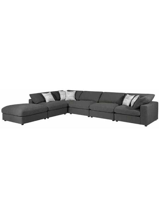 Mardod Saudi L-shaped corner sofa made of Swedish wood with linen fabric, Size 300/250 x 90 x 80 cm - Dark Gray - ELEGSOF22 - Image 2