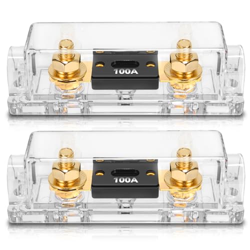 TopstrongGear Solid Brass 0/2/4 Gauge 100Amp ANL Fuse Holder with 100Amp Fuses(2 Pack) (100 Amp) - Image 1