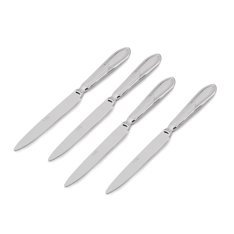 PURE HOME + LIVING PURE HOME LIVING Set of 4 Silver Stainless Steel Dinner Knives with Zig Zag Embossing - Image 2