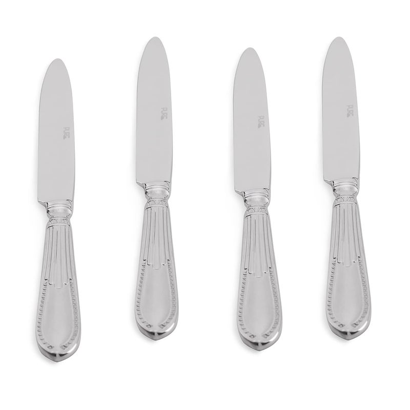 PURE HOME + LIVING PURE HOME LIVING Set of 4 Silver Stainless Steel Dinner Knives with Zig Zag Embossing - Image 3