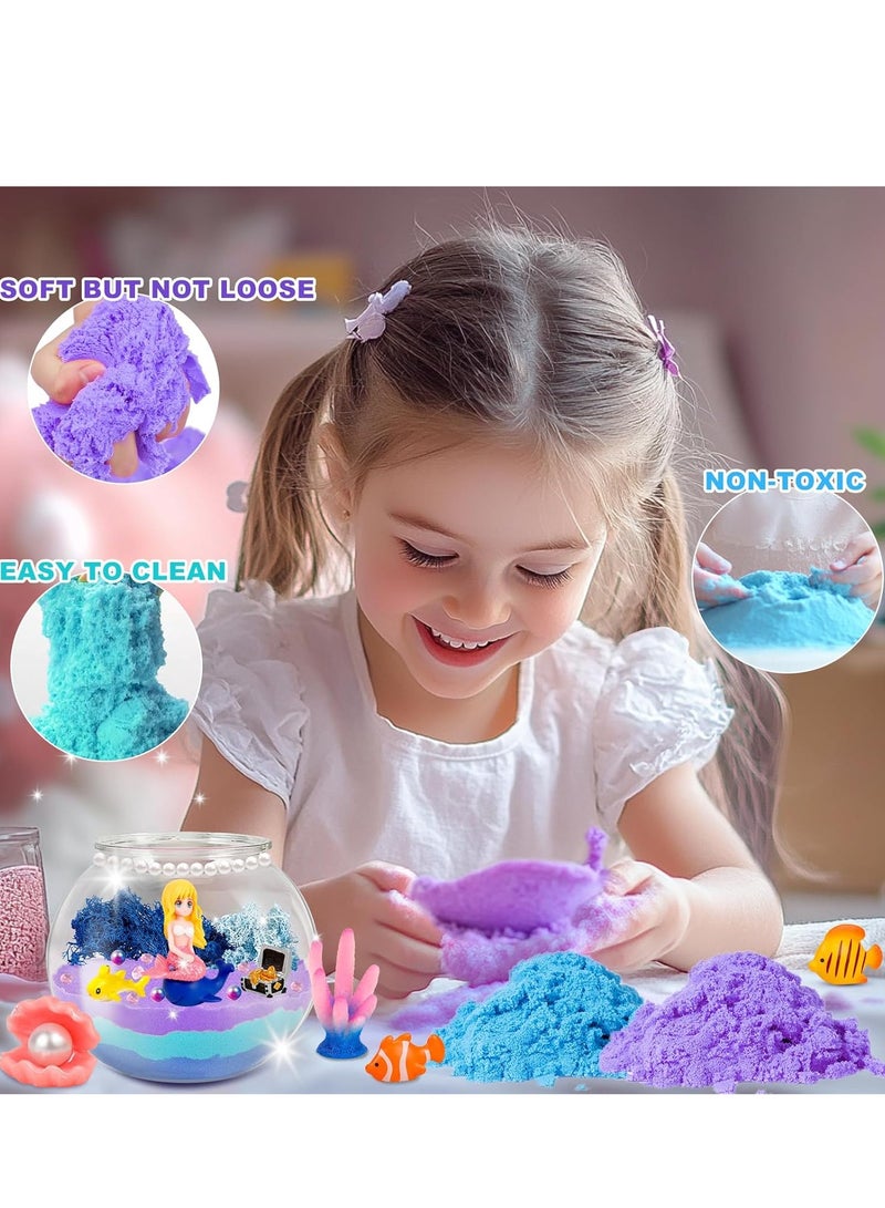 راكاي مجموعة إضاءة حوض حورية البحر للأطفال، مجموعات حرفية لألعاب حورية البحر للأطفال، إضاءة ليلية LED مع جهاز تحكم عن بعد للفتيات من سن 4 إلى 12 عامًا، 4 أوضاع إضاءة، هدية فنية وحرفية للبنات - Image 2