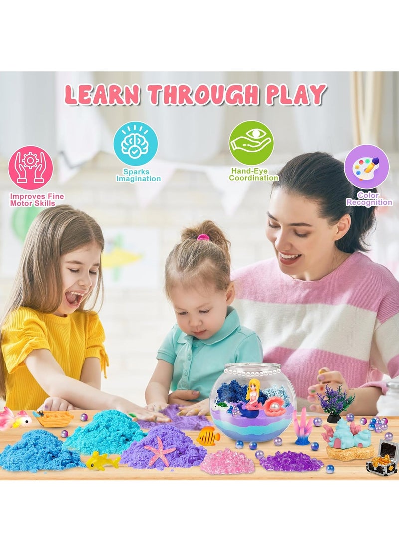 راكاي مجموعة إضاءة حوض حورية البحر للأطفال، مجموعات حرفية لألعاب حورية البحر للأطفال، إضاءة ليلية LED مع جهاز تحكم عن بعد للفتيات من سن 4 إلى 12 عامًا، 4 أوضاع إضاءة، هدية فنية وحرفية للبنات - Image 3