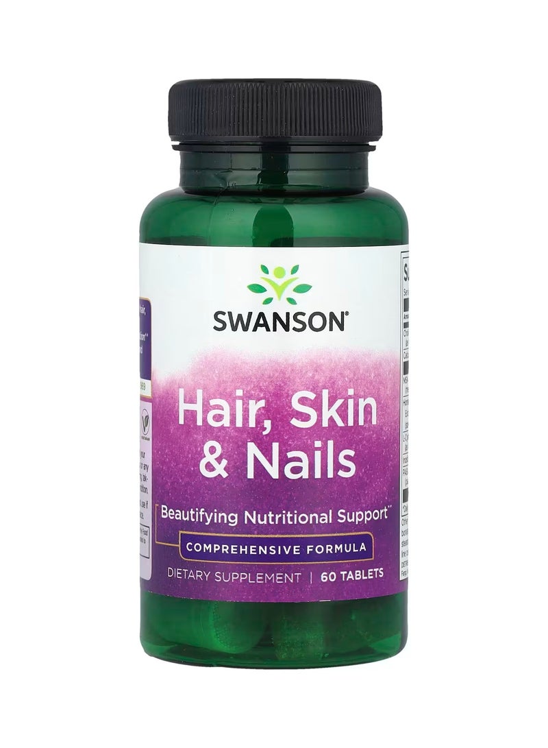 SWANSON A Nutritional Supplement For Hair, Skin And Nails, 60 Tablets - Image 1