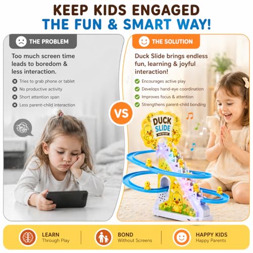 Goyal's Duck Slide Toy for Kids with Music & Lights, Automatic Climbing Duck Track Set, Battery Operated Stair Climbing Toy with 3 Ducks - Image 5