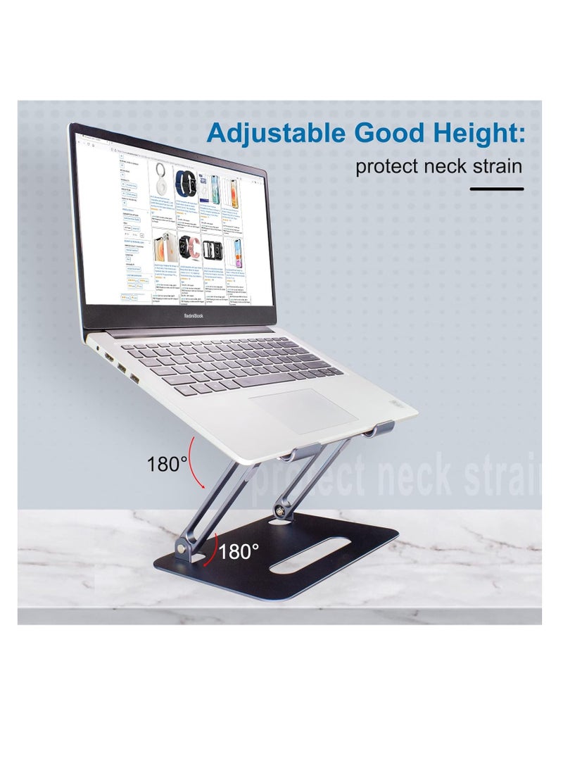 ULK Aluminum Laptop Stand for Desk Computer Ergonomic Adjustable Compatible with MacBook Air Pro Dell HP 10 to 15.6 Inch - Image 2