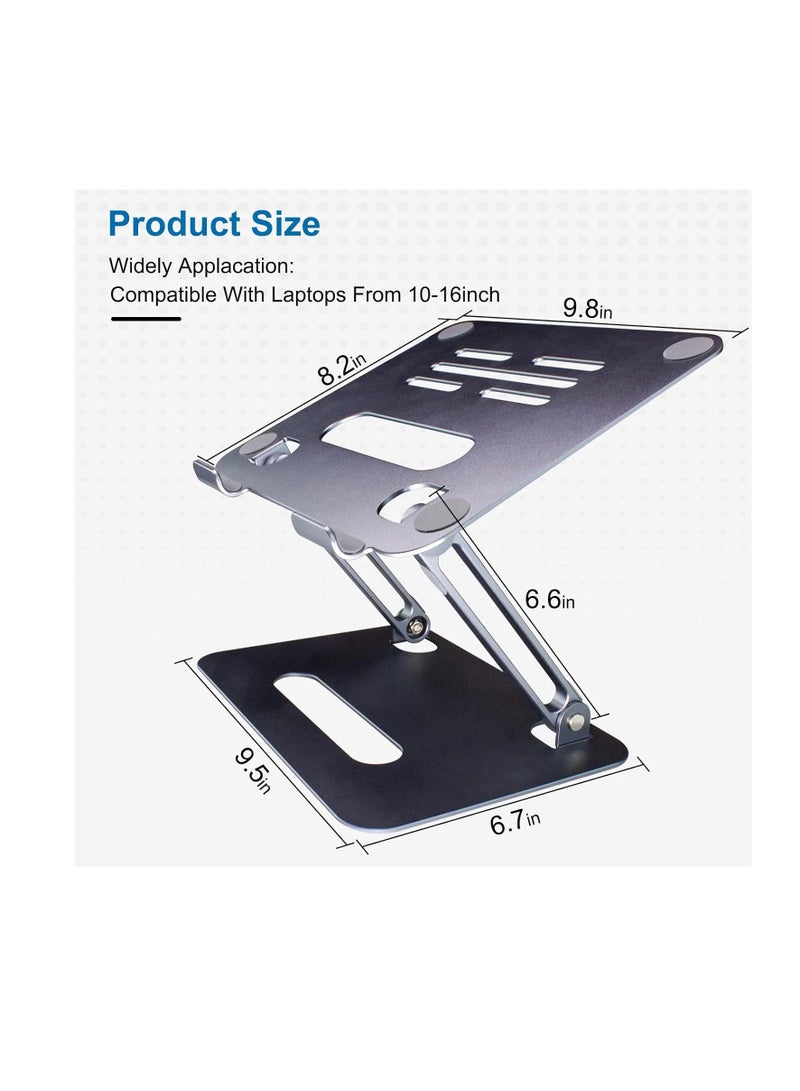 ULK Aluminum Laptop Stand for Desk Computer Ergonomic Adjustable Compatible with MacBook Air Pro Dell HP 10 to 15.6 Inch - Image 4