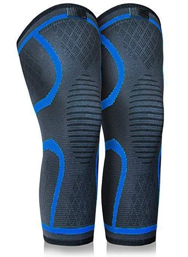 GymWar Knee Cap for Men Sports Knee Brace for Knee Pain, Gym, and Running for Men and Women (Free Size) Pair, Blue By GymWar - Image 1