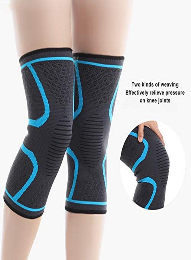 GymWar Knee Cap for Men Sports Knee Brace for Knee Pain, Gym, and Running for Men and Women (Free Size) Pair, Blue By GymWar - Image 5
