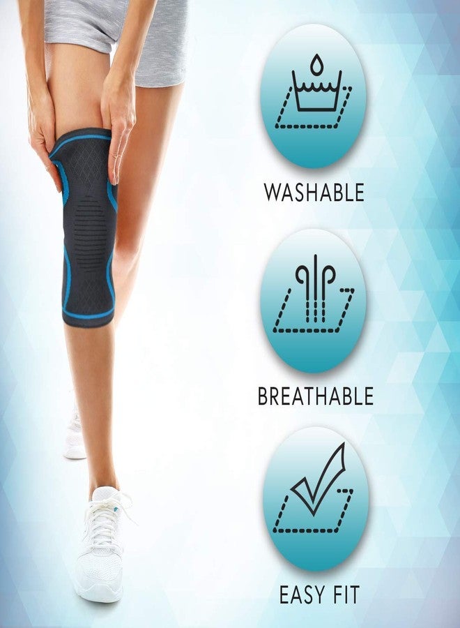GymWar Knee Cap for Men Sports Knee Brace for Knee Pain, Gym, and Running for Men and Women (Free Size) Pair, Blue By GymWar - Image 3