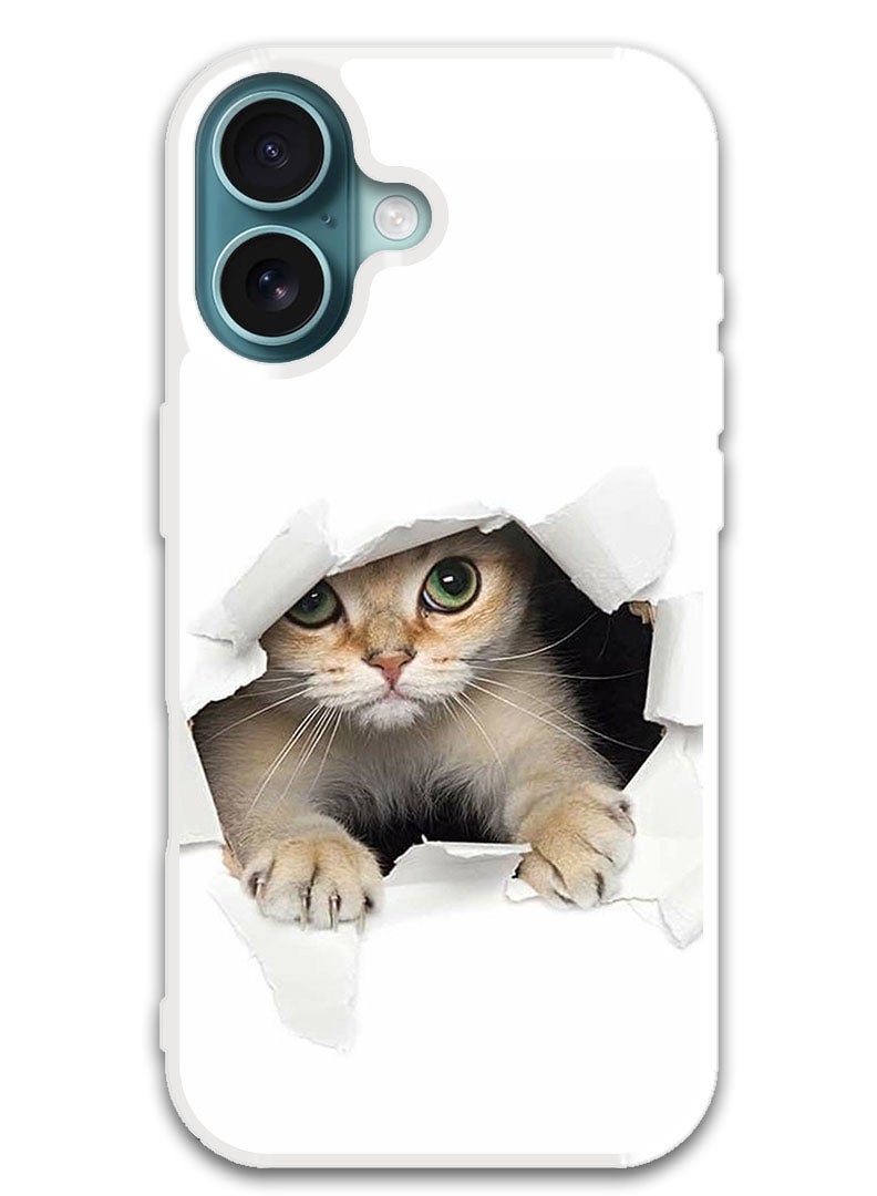 Theodor Protective Case Cover For APPLE IPHONE 16 Baby Cat (White Bumper) - Image 1