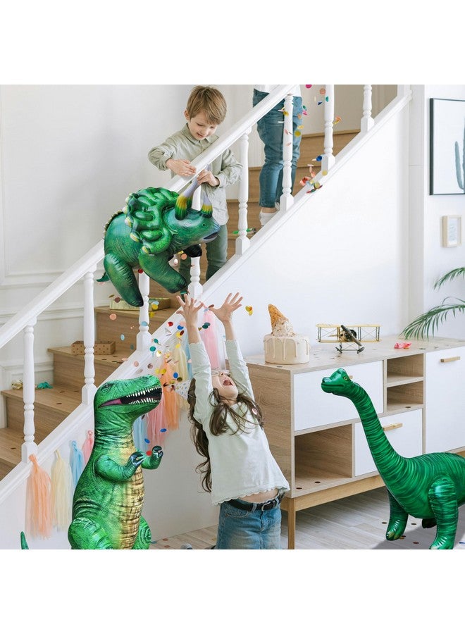 جيت كرييشنز، مجموعة من 3 دمى قابلة للنفخ على شكل ديناصور تي ريكس براكيوصوروس ترايسيراتوبس، مقاس 37-48 بوصة | ألعاب ديناصورات ما قبل التاريخ للبالغين والأطفال من سن 3 سنوات فما فوق | هدايا حفلات أعياد ميلاد قابلة للنفخ، ديكورات، حمامات سباحة - Image 5