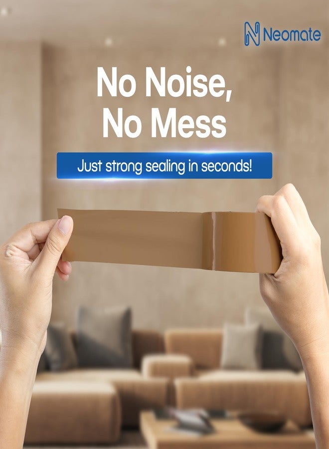 Neomate شريط تغليف نيوميت بني اللون منخفض الضوضاء من مادة BOPP | 48 مم × 50 م، عبوة من قطعتين | شريط متين شديد التحمل بلون بني فاتح للتغليف والأعمال اليدوية - Image 4