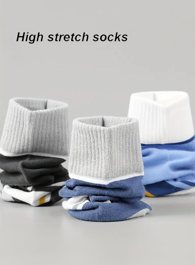 SHABILI Men's Cotton Crew Socks Mid‑Calf Summer Socks Casual Slouch Socks 6‑Pair Pack， Skin‑Friendly Breathable Moisture‑Wicking Elastic Cuff Durable Anti‑Odor No Pilling, Ideal for Daily Leisure Travel Sport - Image 3