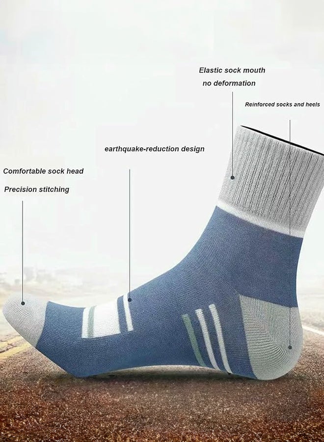 SHABILI Men's Cotton Crew Socks Mid‑Calf Summer Socks Casual Slouch Socks 6‑Pair Pack， Skin‑Friendly Breathable Moisture‑Wicking Elastic Cuff Durable Anti‑Odor No Pilling, Ideal for Daily Leisure Travel Sport - Image 4