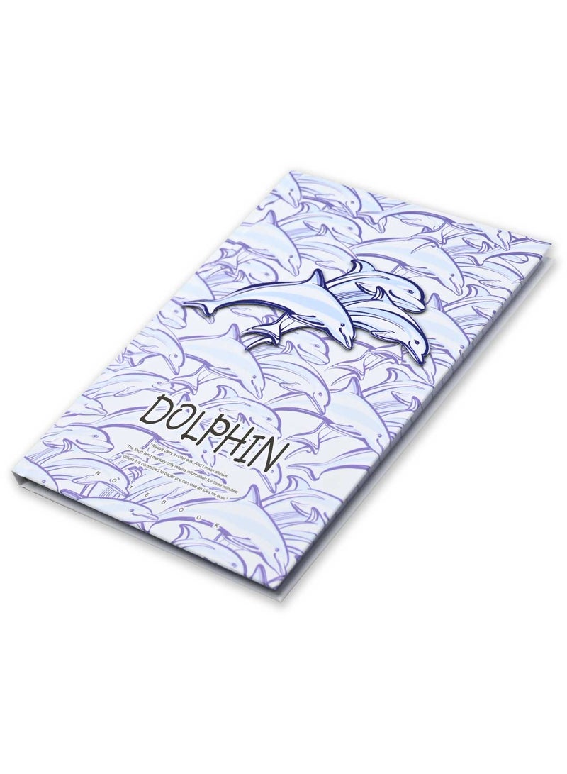 FIS Pack Of 5 Hard Cover Notebook, 96 Sheets A4 Dolphin Design 2 -FSNBHCA496-DOL2 - Image 1