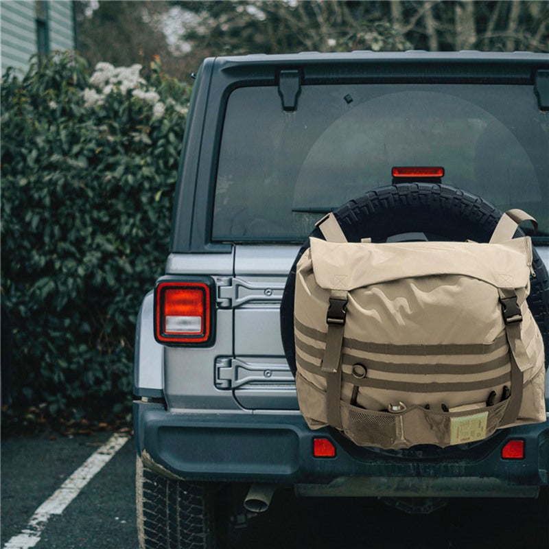 Spare Tire Trash Bag: Heavy Duty PVC And Oxford Cloth, Multiple Pockets - Wide Application, Easy To Install Car Trash Bag For Outdoor Camping, Off Road Vehicle Storage - Image 3
